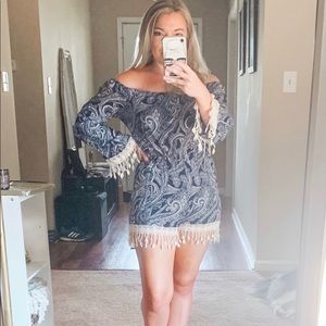 Boho Off-the-Shoulder Fringe Romper